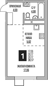 Студия, 30.17 м², 8/12 этаж, ЖК «Гранель Мытищи»