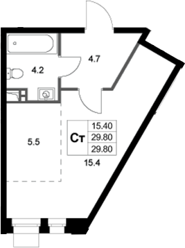 Студия, 29.8 м², 1/3 этаж, ЖК «Кореневский Форт 2.3»