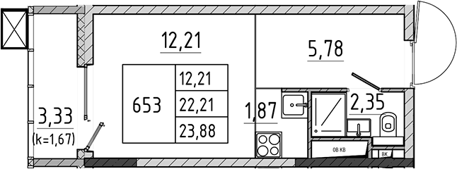 Студия, 22.21 м², 11/17 этаж, ЖК «Поварово-Молодежный-2»