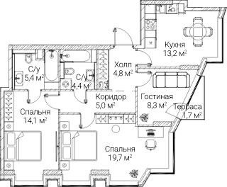 3-комн. СЕЗАР БУДУЩЕЕ
