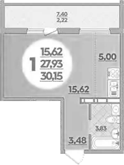 Студия, 27.93 м², 1/16 этаж, ЖК «Восточный. Квартал №6»