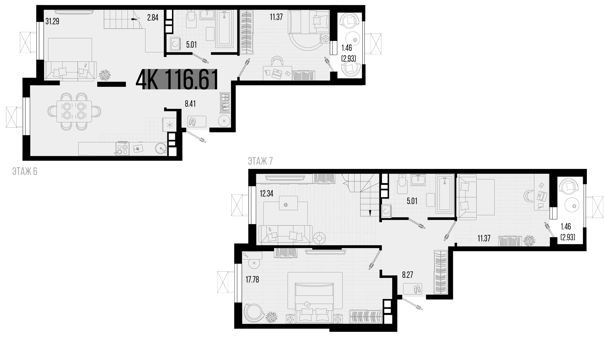 5-комн. квартира, 113.69 м² в ЖК Цветной бульвар — фото 2