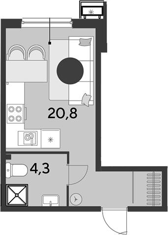 Студия квартира, 25.1 м² в ЖК Парк Победы — фото 2