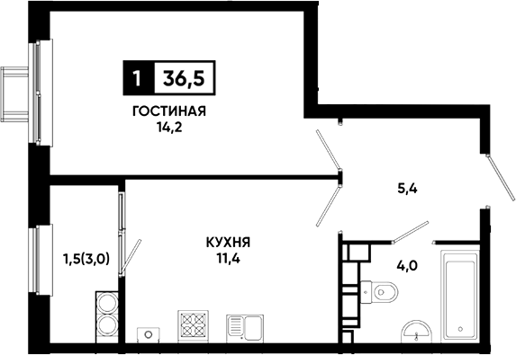 1-комн. Резиденция Софи