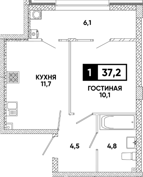 1-комн. Кварталы 17/77