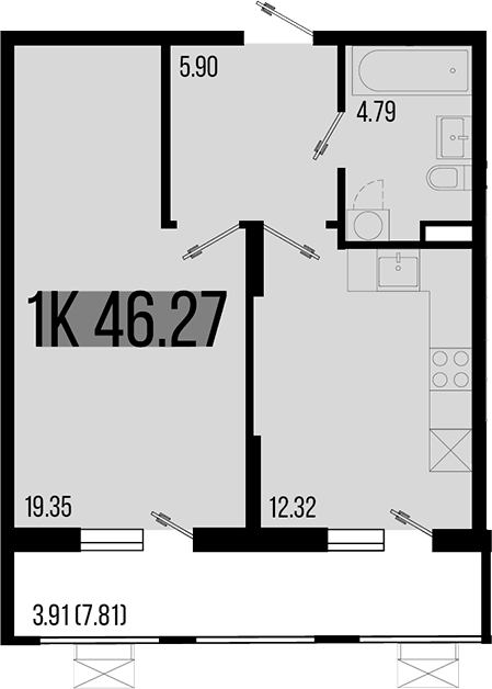 1-комн. квартира, 42.36 м² в ЖК Цветной бульвар — фото 2