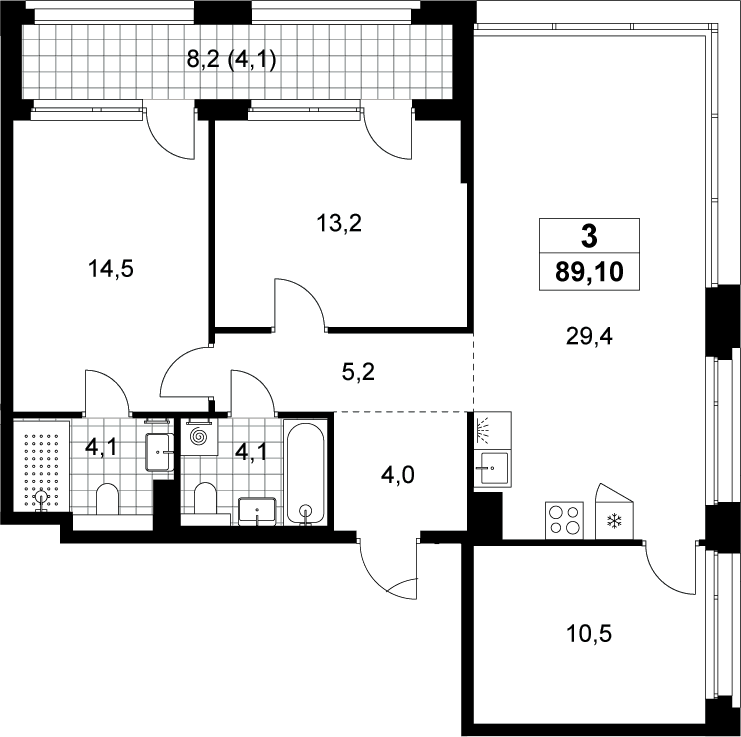 4+ комнаты, 85 м², 4/8 этаж, ЖК «Хольм»