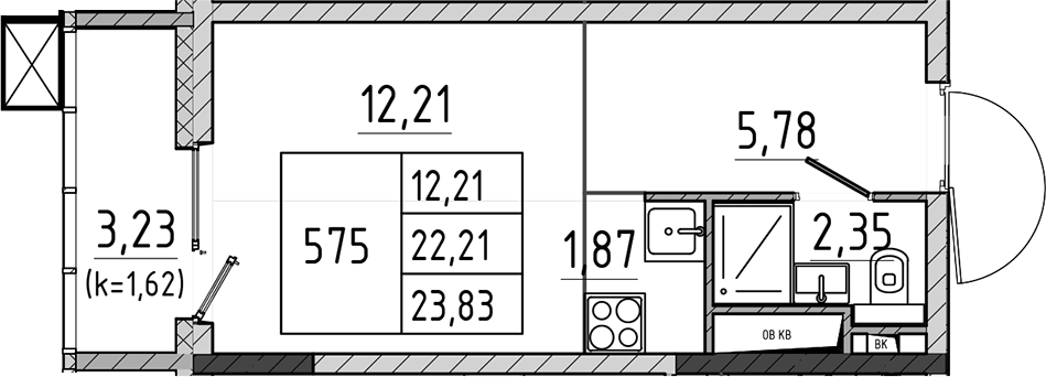 Студия, 22.21 м², 17/17 этаж, ЖК «Поварово-Молодежный-2»