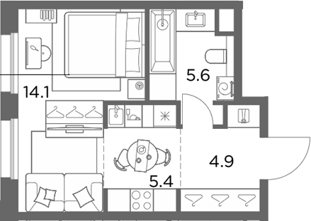 Студия, 30 м², 1/6 этаж, ЖК «Станиславский»