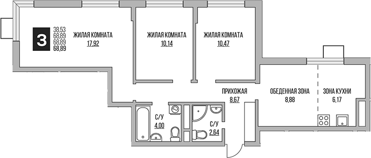 3-комн. Гранель Мытищи