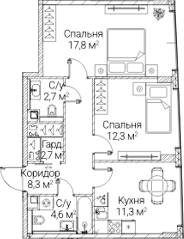 2-комн. СЕЗАР БУДУЩЕЕ