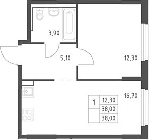 2-комн., 38 м², 8/20 этаж, ЖК «Химки Парк»