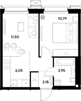 2-комн., 34.47 м², 13/25 этаж, ЖК «ЭВО»