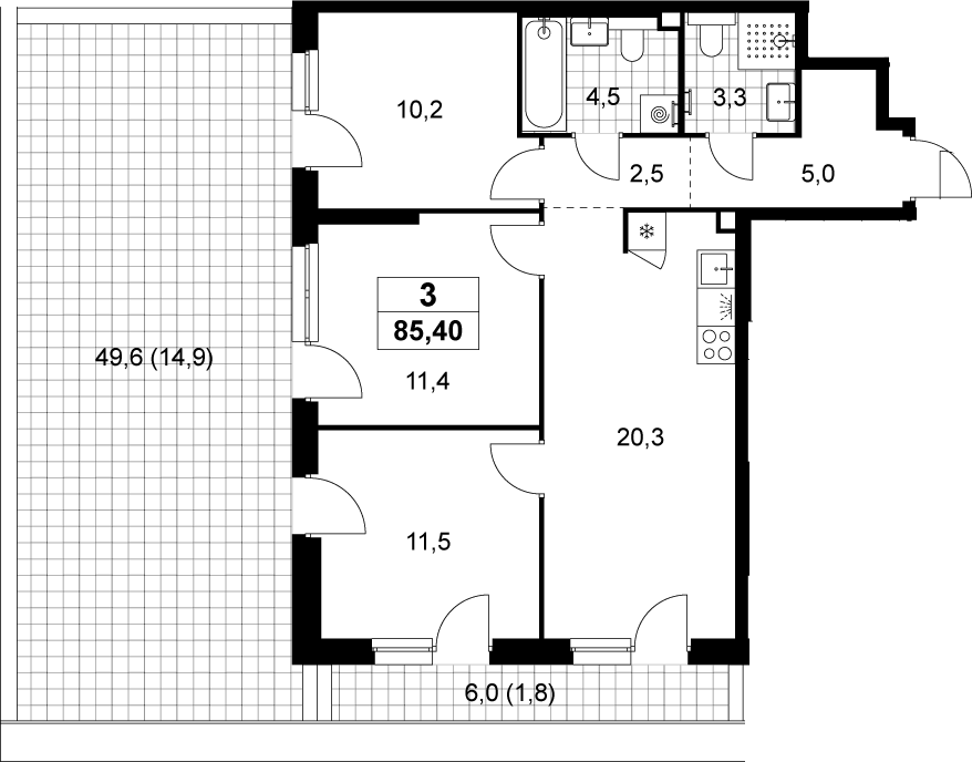 4+ комнаты, 68.7 м², 2/19 этаж, ЖК «Деснаречье»