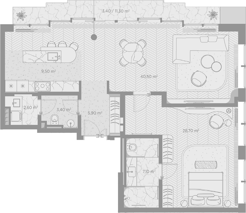 1-комн., 97.7 м², 6/7 этаж, ЖК «Николь»
