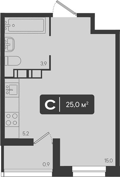 Студия квартира, 24.1 м² в ЖК Архитектор. ГК ЮгСтройИнвест — фото 2