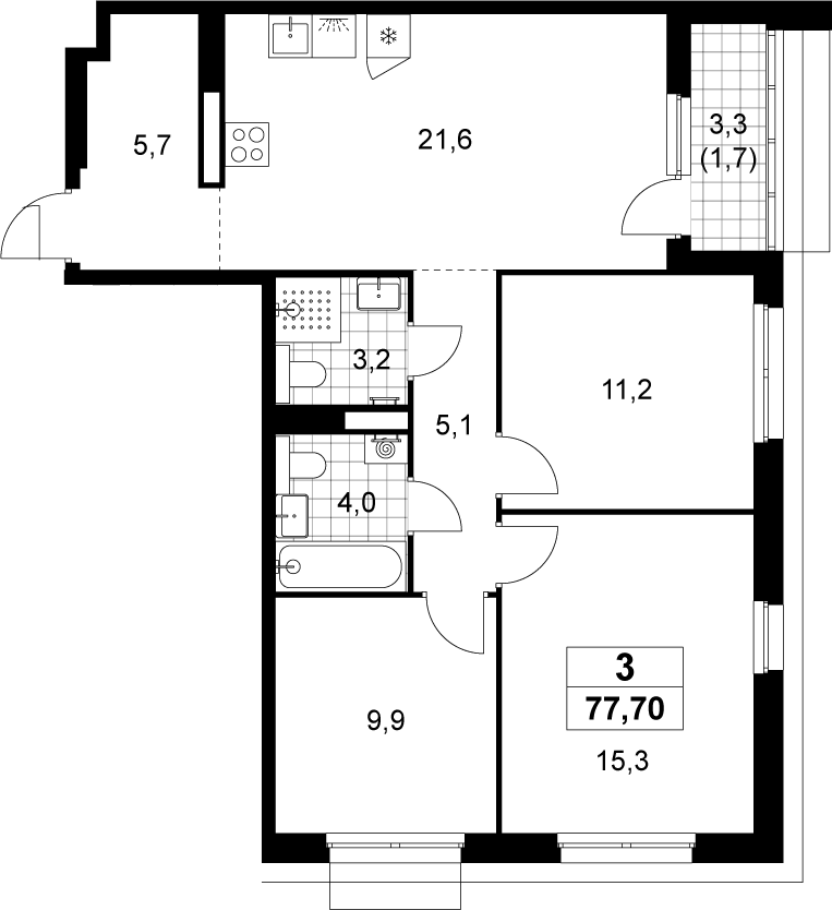 4+ комнаты, 76 м², 17/19 этаж, ЖК «Деснаречье»