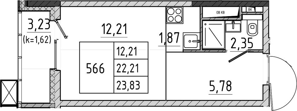Студия, 22.21 м², 15/17 этаж, ЖК «Поварово-Молодежный-2»