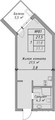 Студия квартира, 31.8 м² в ЖК Оазис Азова — фото 2