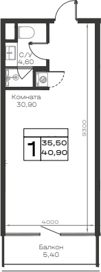 Студия, 35.5 м², 5/6 этаж, ЖК «Хако»