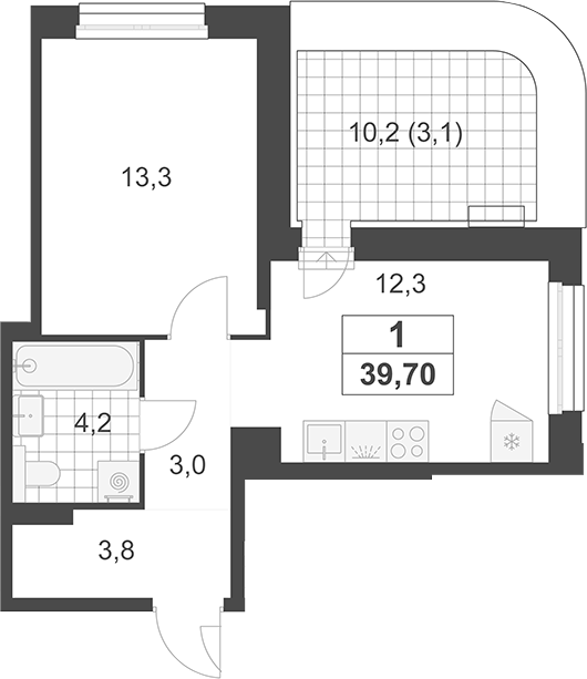 1-комн., 36.6 м², 17/19 этаж, ЖК «Южные сады»