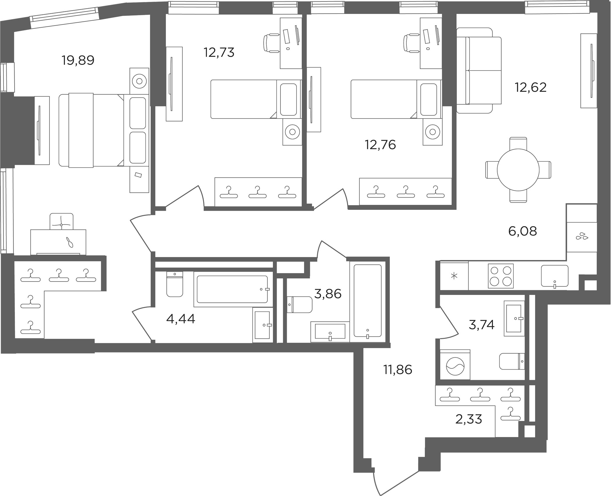 4+ комнаты, 90.31 м², 8/30 этаж, ЖК «Сикрет Гарден»