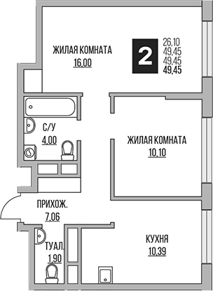 2-комн. Гранель Притяжение Сити
