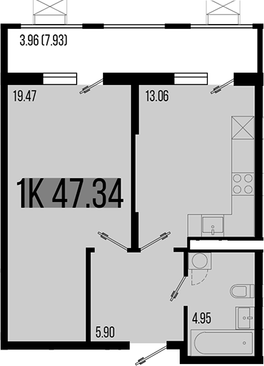 1-комн. квартира, 43.38 м² в ЖК Цветной бульвар — фото 2