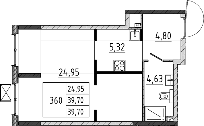 Студия, 39.7 м², 2/17 этаж, ЖК «Поварово-Молодежный-2»
