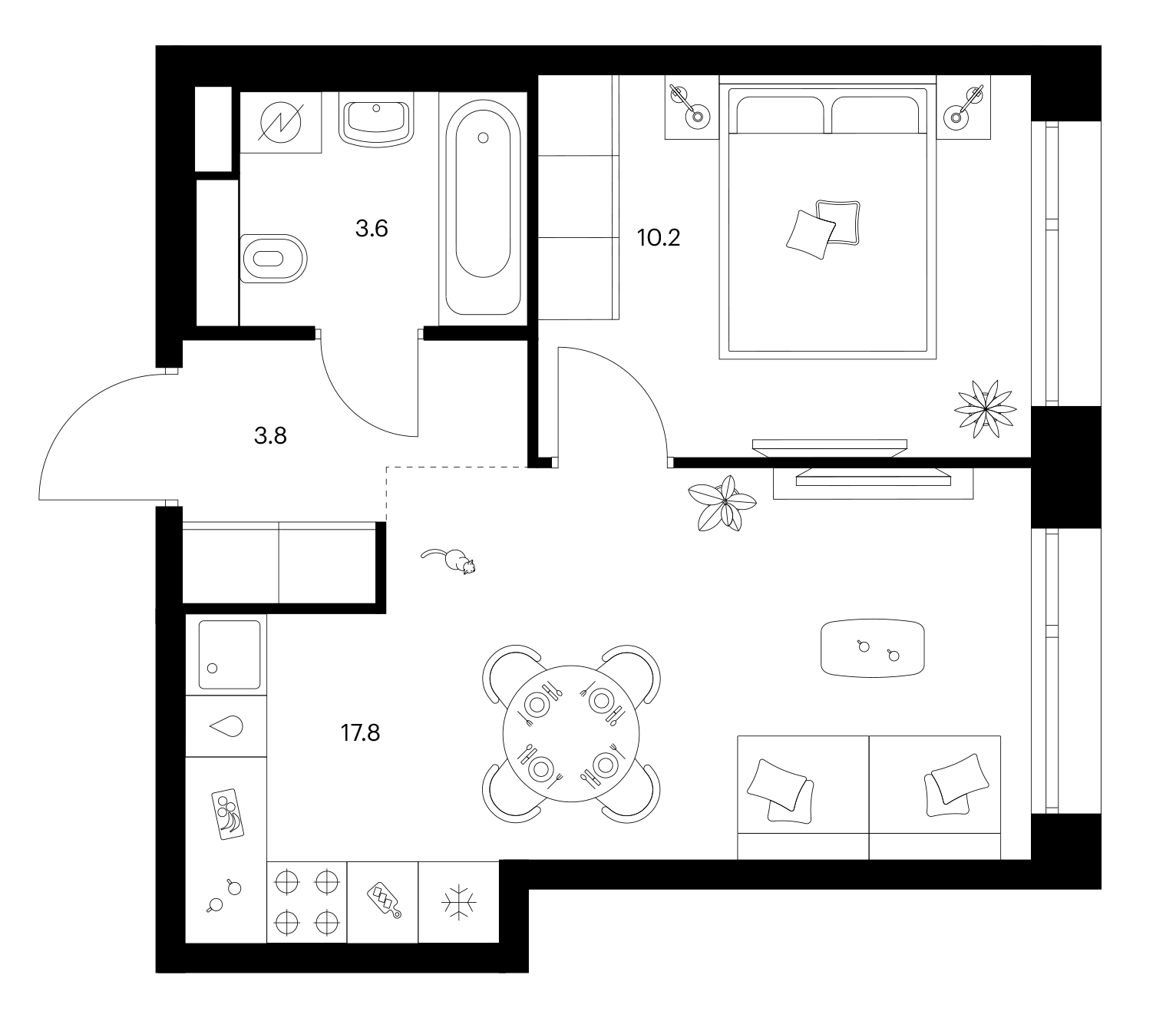 1-комн., 35.4 м², 17/35 этаж, ЖК «Строгино 360»