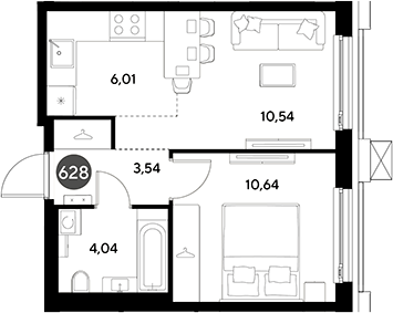 2-комн., 34.77 м², 23/23 этаж, ЖК «ЭВО»