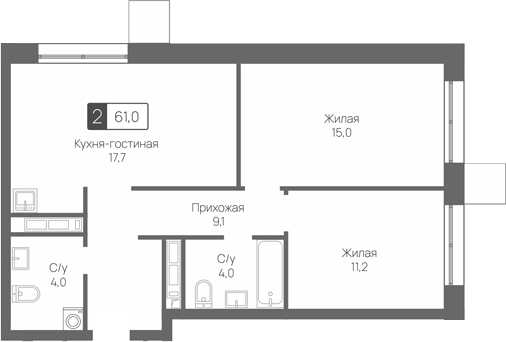 3-комн. Сити квартал Отрада
