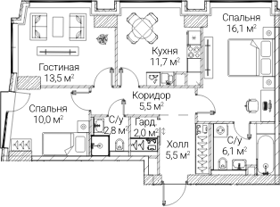 3-комн. СЕЗАР БУДУЩЕЕ