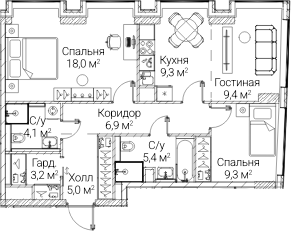 3-комн. СЕЗАР БУДУЩЕЕ