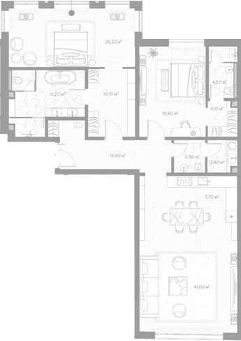 2-комн., 143.4 м², 2/6 этаж, ЖК «Николь»