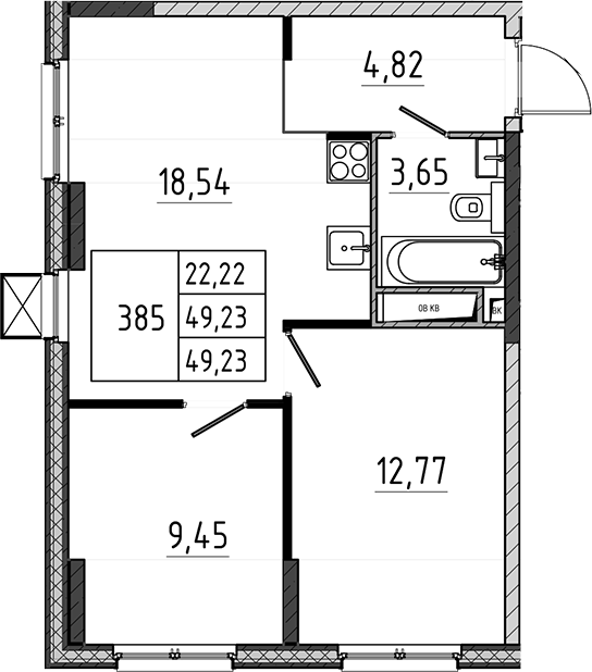 3-комн., 49.23 м², 5/17 этаж, ЖК «Поварово-Молодежный-2»