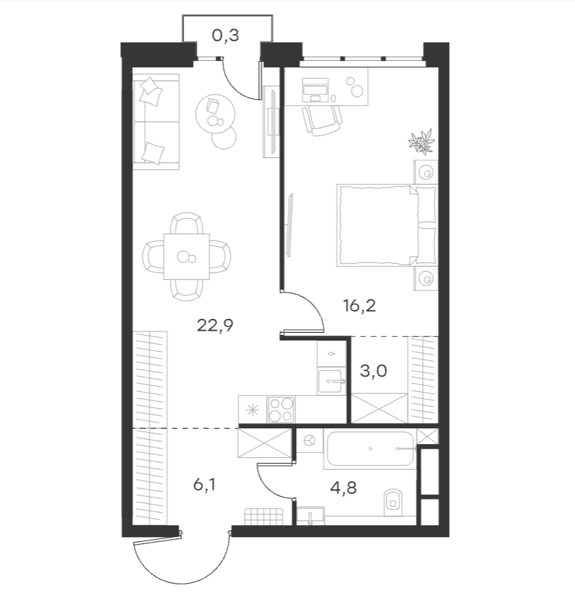 2-комн., 53 м², 3/40 этаж, ЖК «Левел Селигерская»