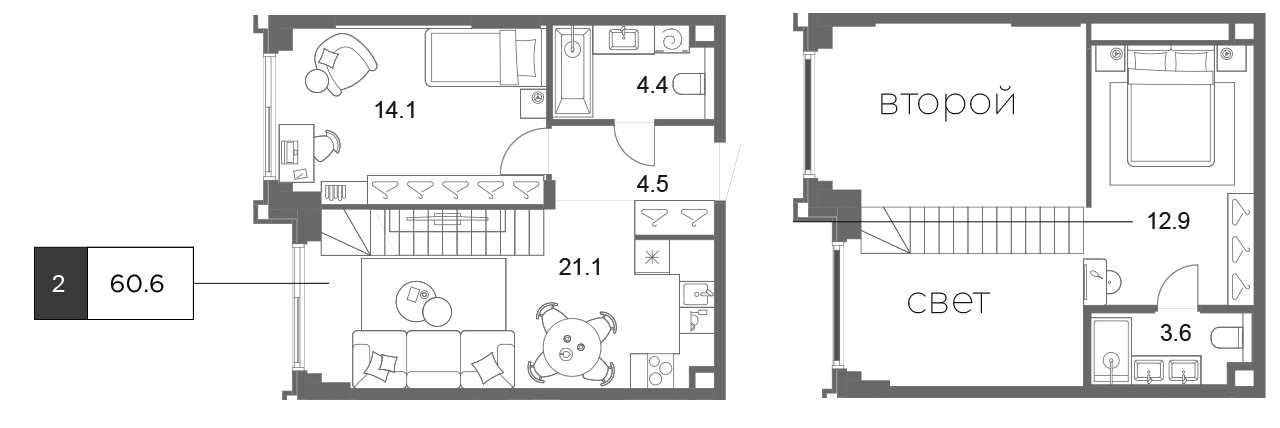 3-комн., 61 м², 19/19 этаж, ЖК «ОМ Ботанический»
