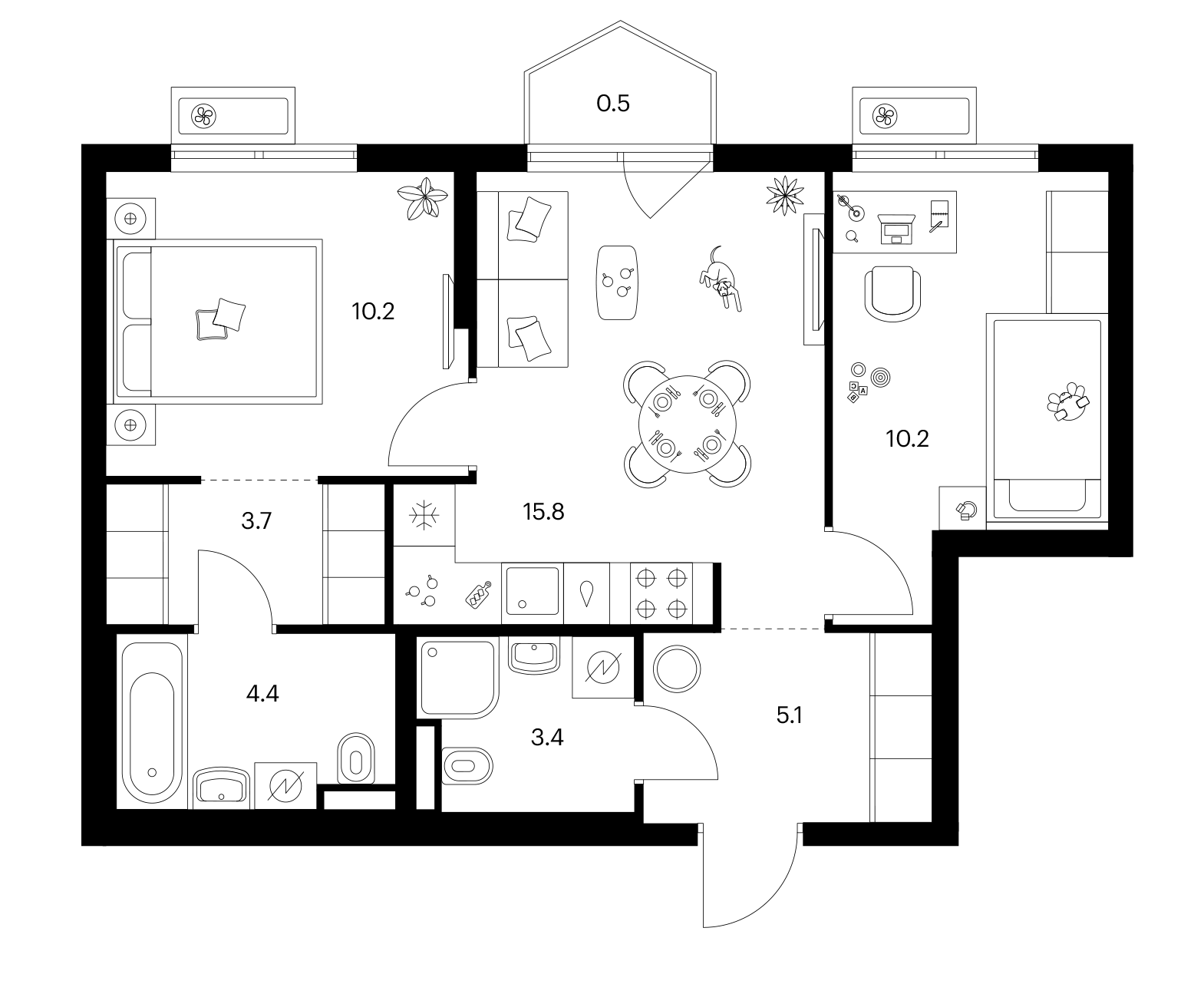 2-комн., 52.8 м², 5/25 этаж, ЖК «Ярославский»
