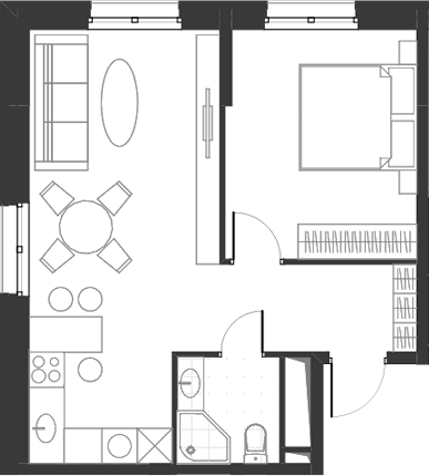 2-комн., 42.87 м², 12/30 этаж, ЖК «Дюна»
