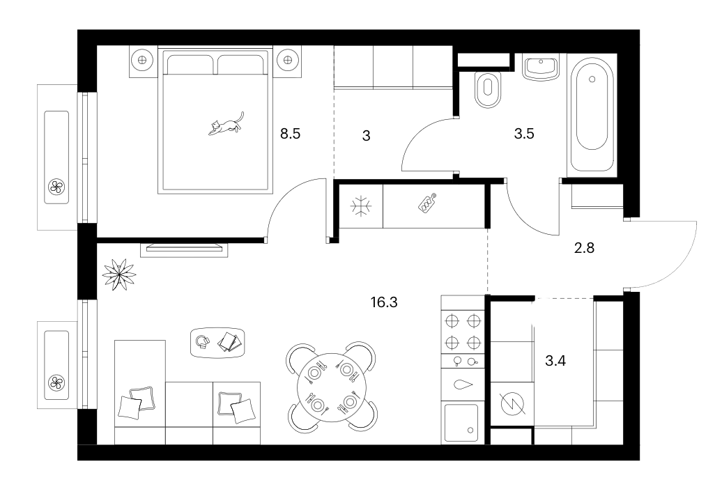 1-комн., 37.5 м², 10/25 этаж, ЖК «Ярославский»