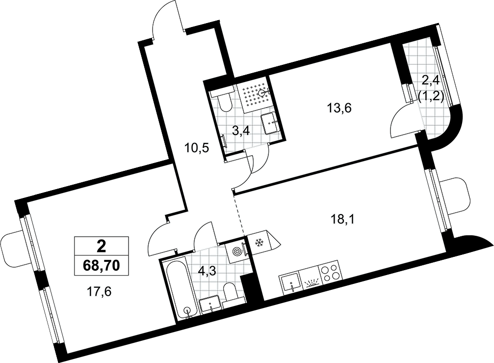 3-комн., 67.5 м², 4/7 этаж, ЖК «Прокшино»