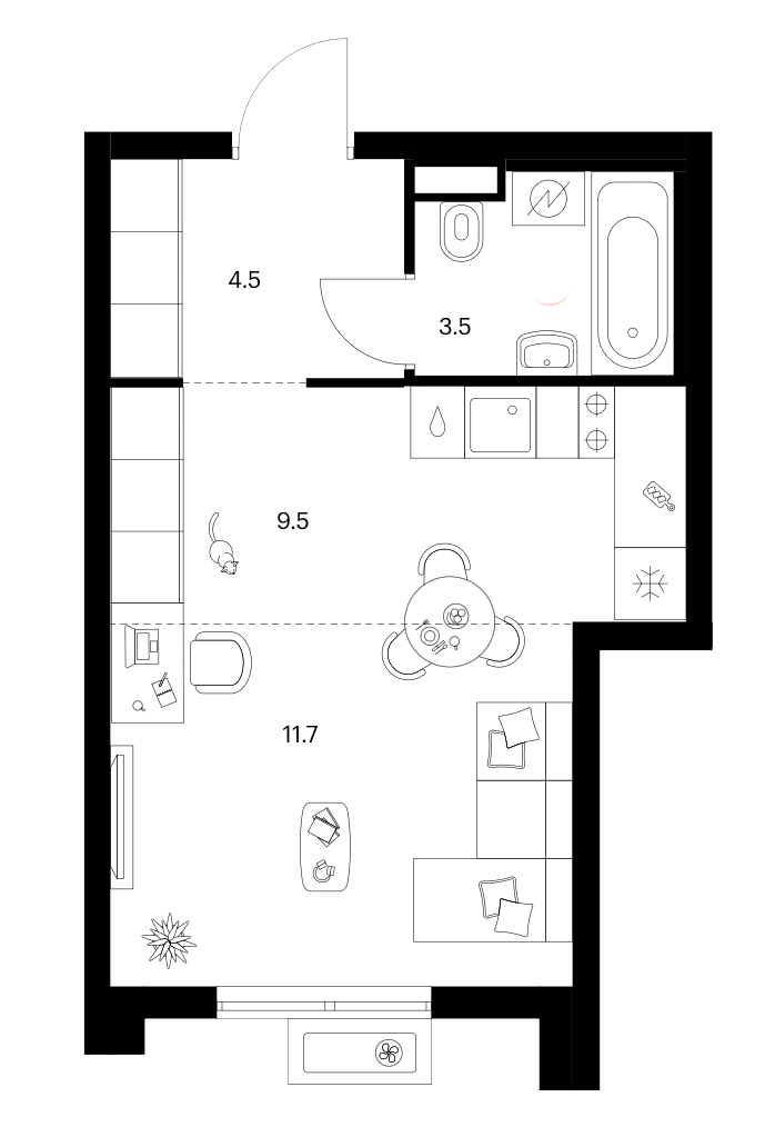 Студия, 29.2 м², 2/25 этаж, ЖК «Ярославский»