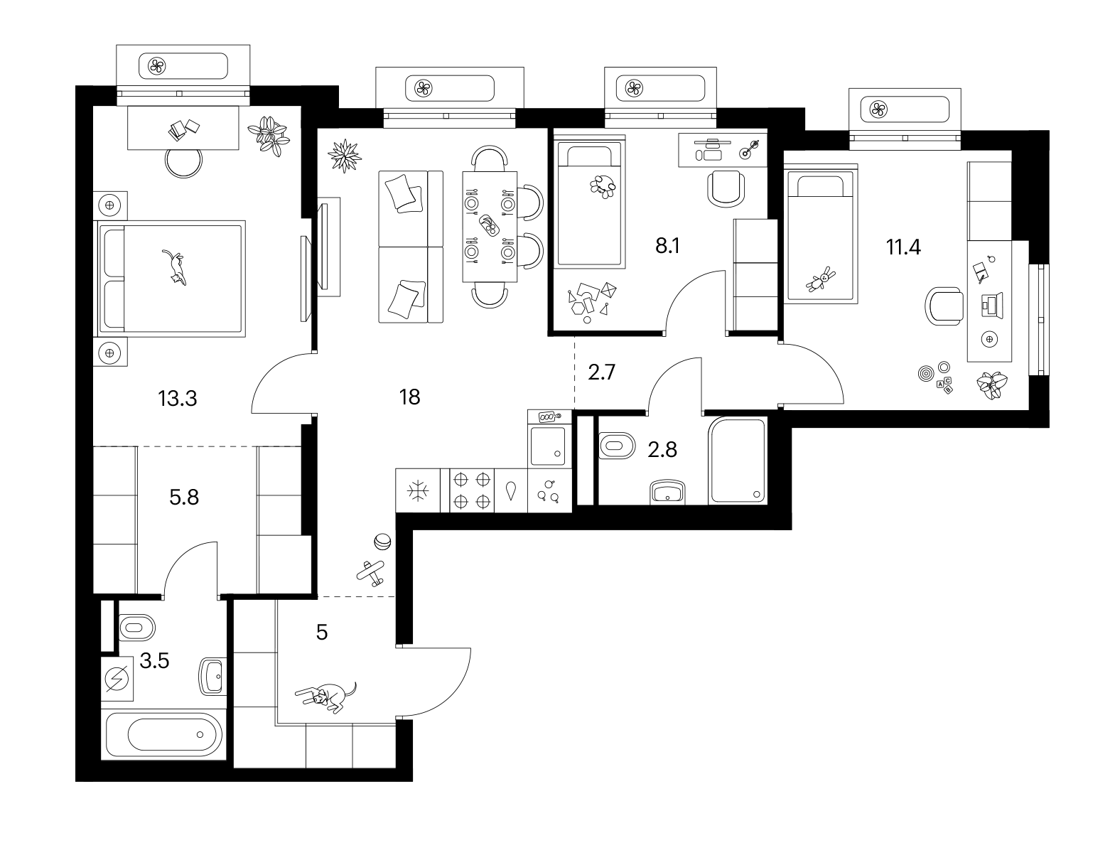 3-комн., 70.6 м², 14/25 этаж, ЖК «Ярославский»
