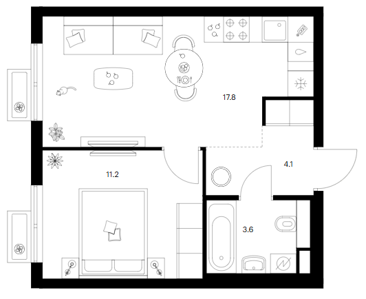 1-комн., 36.7 м², 3/25 этаж, ЖК «Ярославский»