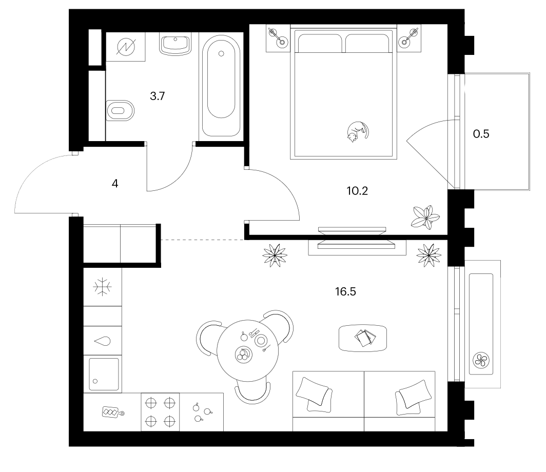 1-комн., 34.4 м², 3/17 этаж, ЖК «Белая Дача парк»