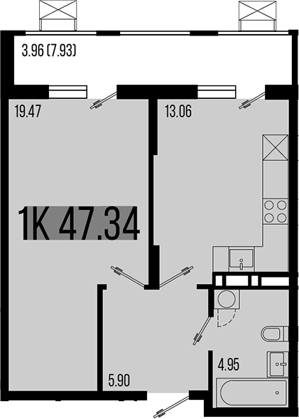 1-комн. квартира, 43.38 м² в ЖК Цветной бульвар — фото 2