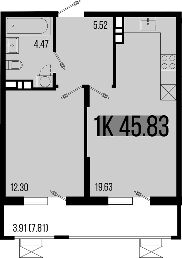1-комн. квартира, 41.92 м² в ЖК Цветной бульвар — фото 2