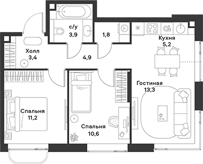 3-комн. АЛИА
