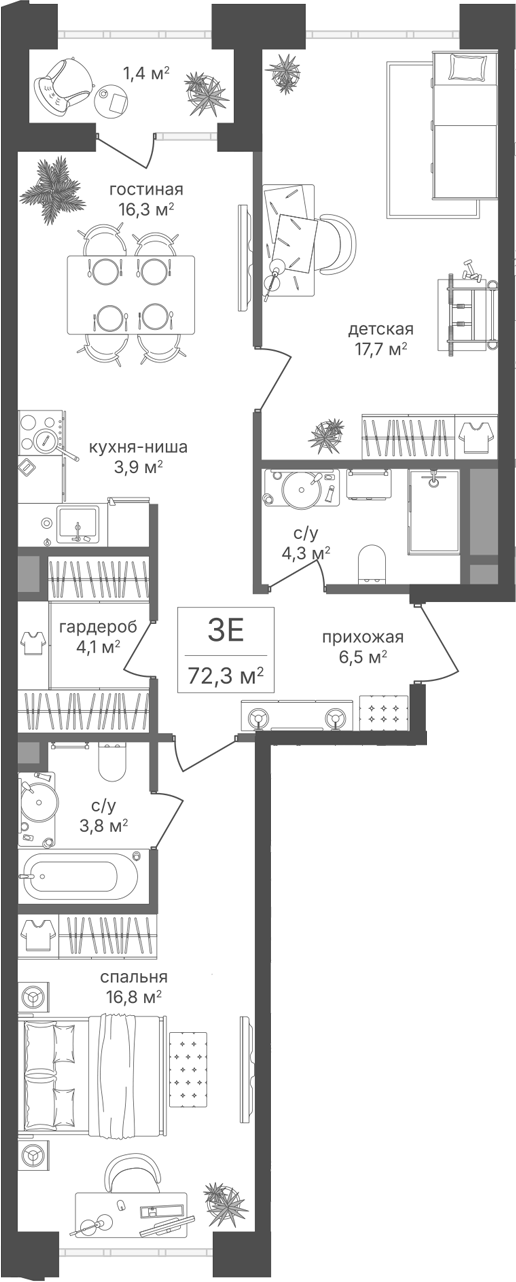 3-комн. Михалковский